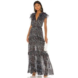 Sabina Musayev Revolve Gwen Maxi Dress Gown in Dotted Black Size M